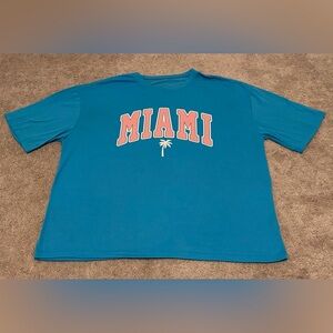 Miami Women’s Oversized Blue Crewneck T Shirt Size Large